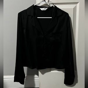 Primark Black Satin Top S